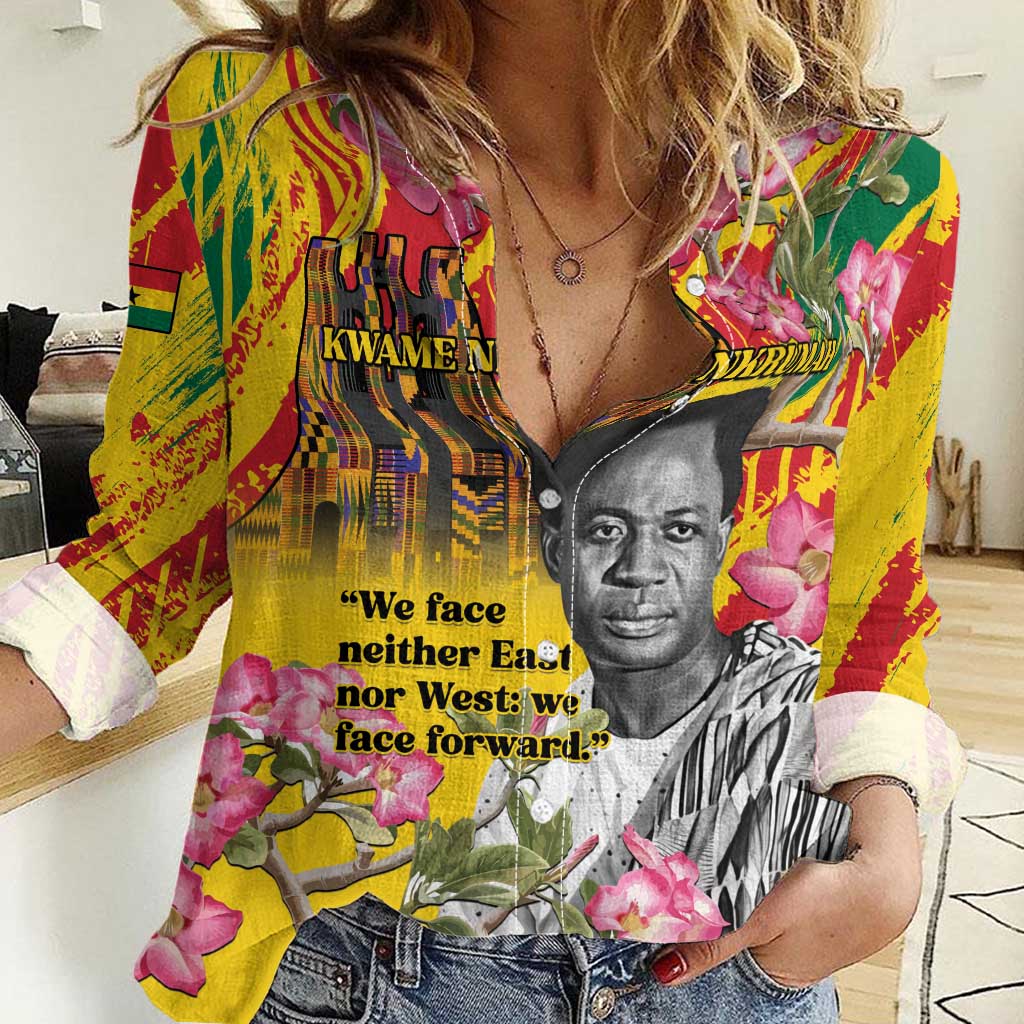 Personalized Ghana Kwame Nkrumah Memorial Day Women Casual Shirt With Mausoleum - Wonder Print Shop