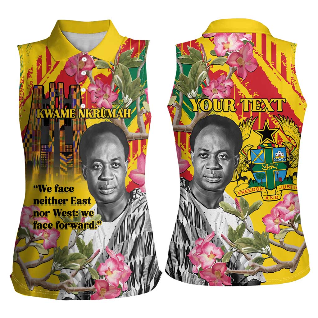 Personalized Ghana Kwame Nkrumah Memorial Day Women Sleeveless Polo Shirt With Mausoleum - Wonder Print Shop