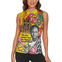 Personalized Ghana Kwame Nkrumah Memorial Day Women Sleeveless Polo Shirt With Mausoleum - Wonder Print Shop