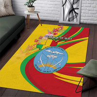 Mali Independence Day Area Rug Coat Of Arms With Hibiscus Sabdariffa - Wonder Print Shop