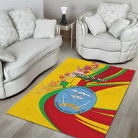 Mali Independence Day Area Rug Coat Of Arms With Hibiscus Sabdariffa - Wonder Print Shop