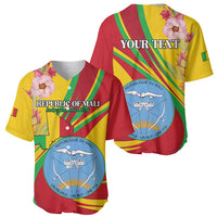Personalized Mali Independence Day Baseball Jersey Coat Of Arms With Hibiscus Sabdariffa - Wonder Print Shop