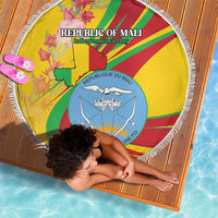 Mali Independence Day Beach Blanket Coat Of Arms With Hibiscus Sabdariffa - Wonder Print Shop