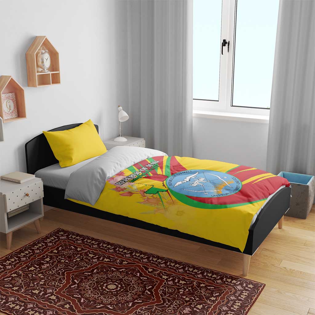 Mali Independence Day Bedding Set Coat Of Arms With Hibiscus Sabdariffa - Wonder Print Shop
