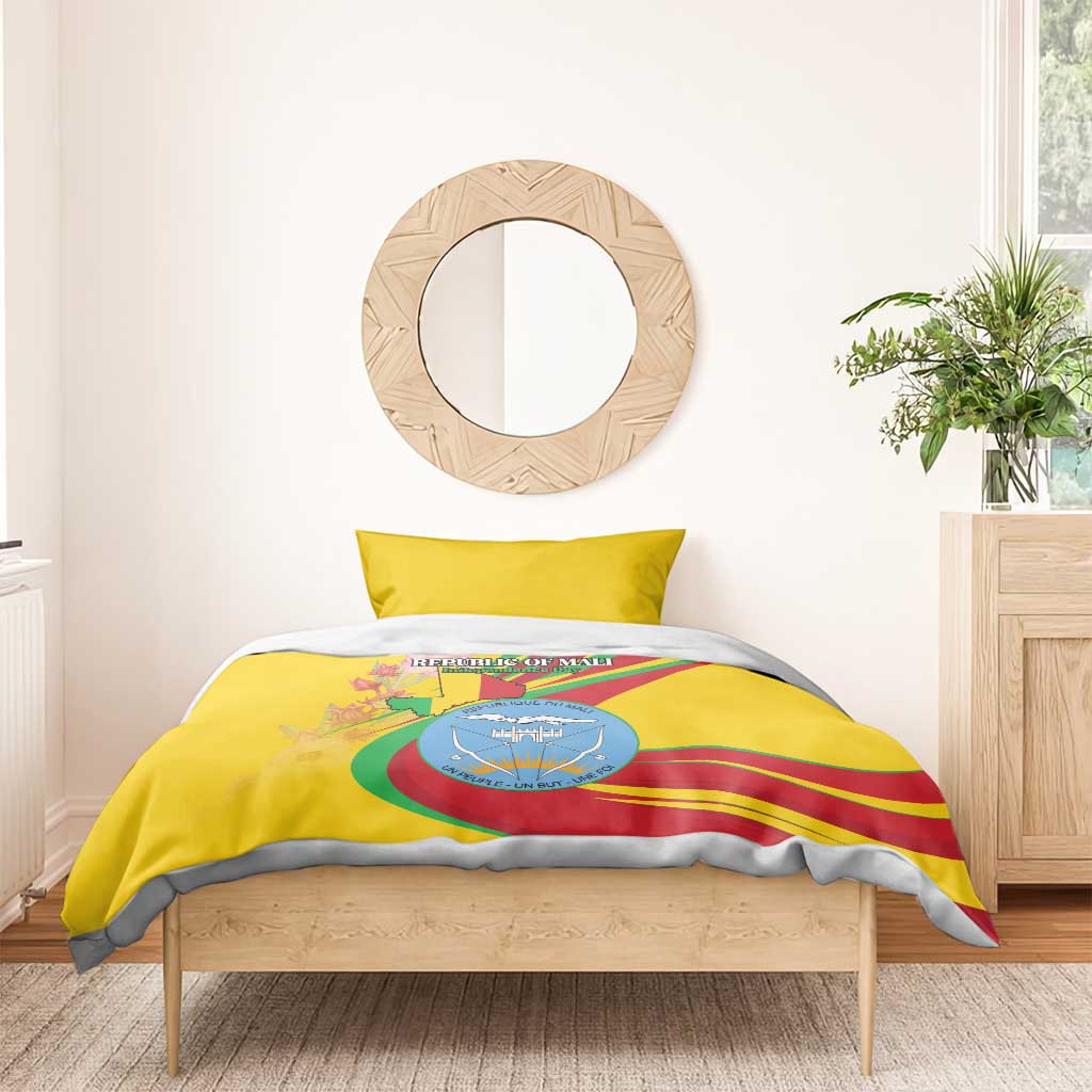 Mali Independence Day Bedding Set Coat Of Arms With Hibiscus Sabdariffa - Wonder Print Shop