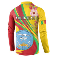 Personalized Mali Independence Day Button Sweatshirt Coat Of Arms With Hibiscus Sabdariffa - Wonder Print Shop