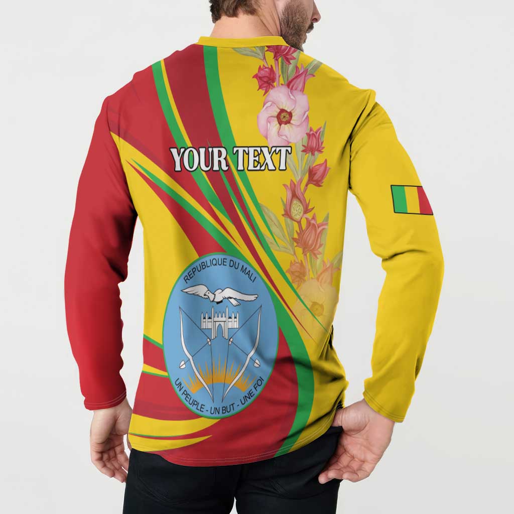 Personalized Mali Independence Day Button Sweatshirt Coat Of Arms With Hibiscus Sabdariffa - Wonder Print Shop