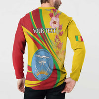Personalized Mali Independence Day Button Sweatshirt Coat Of Arms With Hibiscus Sabdariffa - Wonder Print Shop