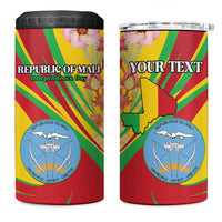 Personalized Mali Independence Day 4 in 1 Can Cooler Tumbler Coat Of Arms With Hibiscus Sabdariffa - Wonder Print Shop