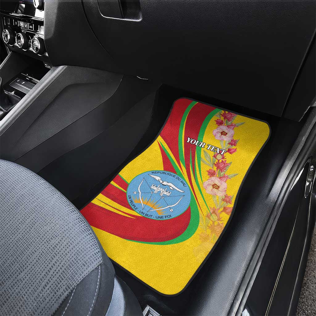 Mali Independence Day Car Mats Coat Of Arms With Hibiscus Sabdariffa - Wonder Print Shop