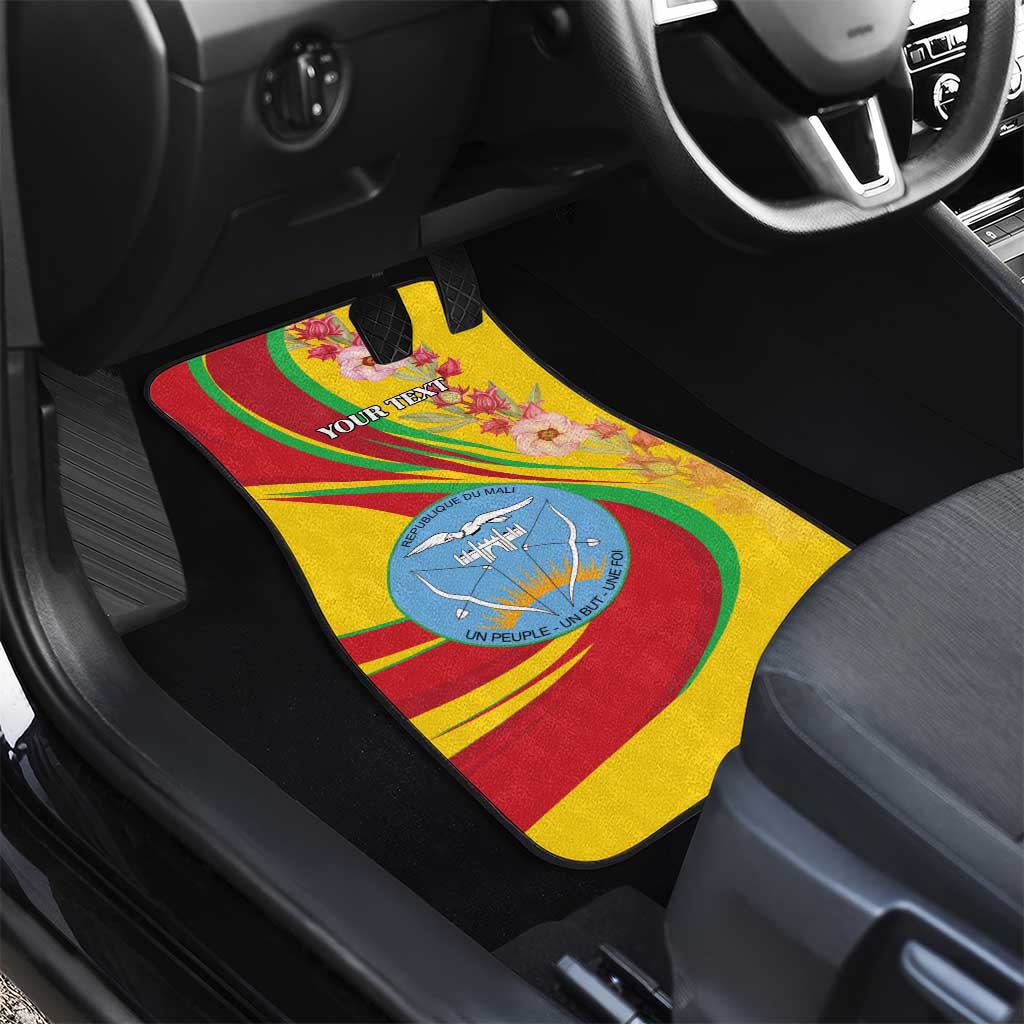 Mali Independence Day Car Mats Coat Of Arms With Hibiscus Sabdariffa - Wonder Print Shop