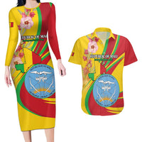 Personalized Mali Independence Day Couples Matching Long Sleeve Bodycon Dress and Hawaiian Shirt Coat Of Arms With Hibiscus Sabdariffa - Wonder Print Shop