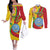 Personalized Mali Independence Day Couples Matching Off The Shoulder Long Sleeve Dress and Long Sleeve Button Shirt Coat Of Arms With Hibiscus Sabdariffa - Wonder Print Shop