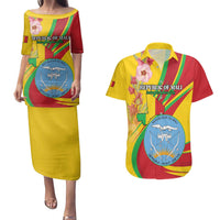 Personalized Mali Independence Day Couples Matching Puletasi and Hawaiian Shirt Coat Of Arms With Hibiscus Sabdariffa - Wonder Print Shop