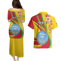 Personalized Mali Independence Day Couples Matching Puletasi and Hawaiian Shirt Coat Of Arms With Hibiscus Sabdariffa - Wonder Print Shop