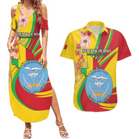 Personalized Mali Independence Day Couples Matching Summer Maxi Dress and Hawaiian Shirt Coat Of Arms With Hibiscus Sabdariffa - Wonder Print Shop