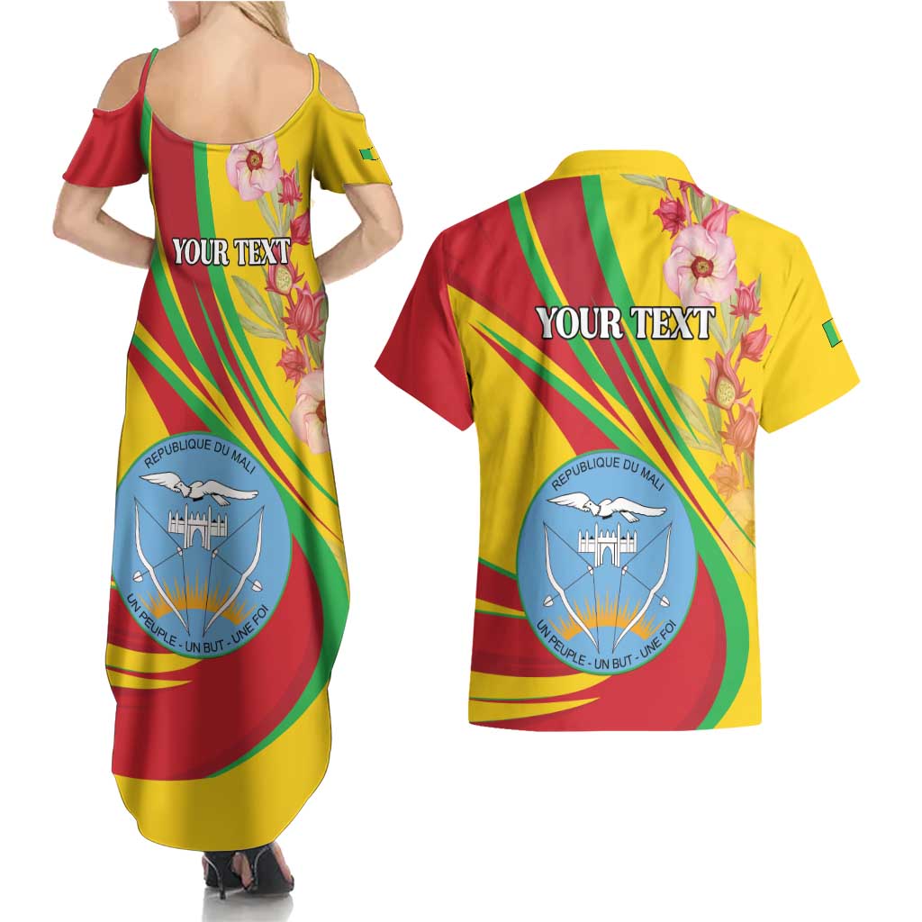 Personalized Mali Independence Day Couples Matching Summer Maxi Dress and Hawaiian Shirt Coat Of Arms With Hibiscus Sabdariffa - Wonder Print Shop