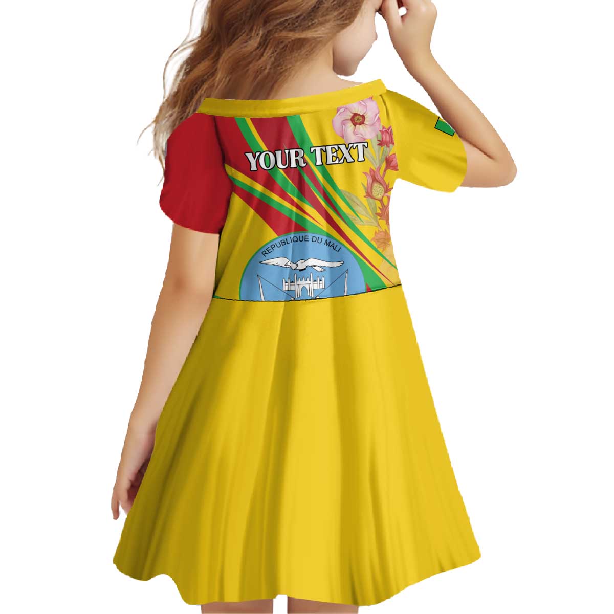 Personalized Mali Independence Day Family Matching Off The Shoulder Long Sleeve Dress and Hawaiian Shirt Coat Of Arms With Hibiscus Sabdariffa - Wonder Print Shop