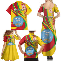 Personalized Mali Independence Day Family Matching Summer Maxi Dress and Hawaiian Shirt Coat Of Arms With Hibiscus Sabdariffa - Wonder Print Shop