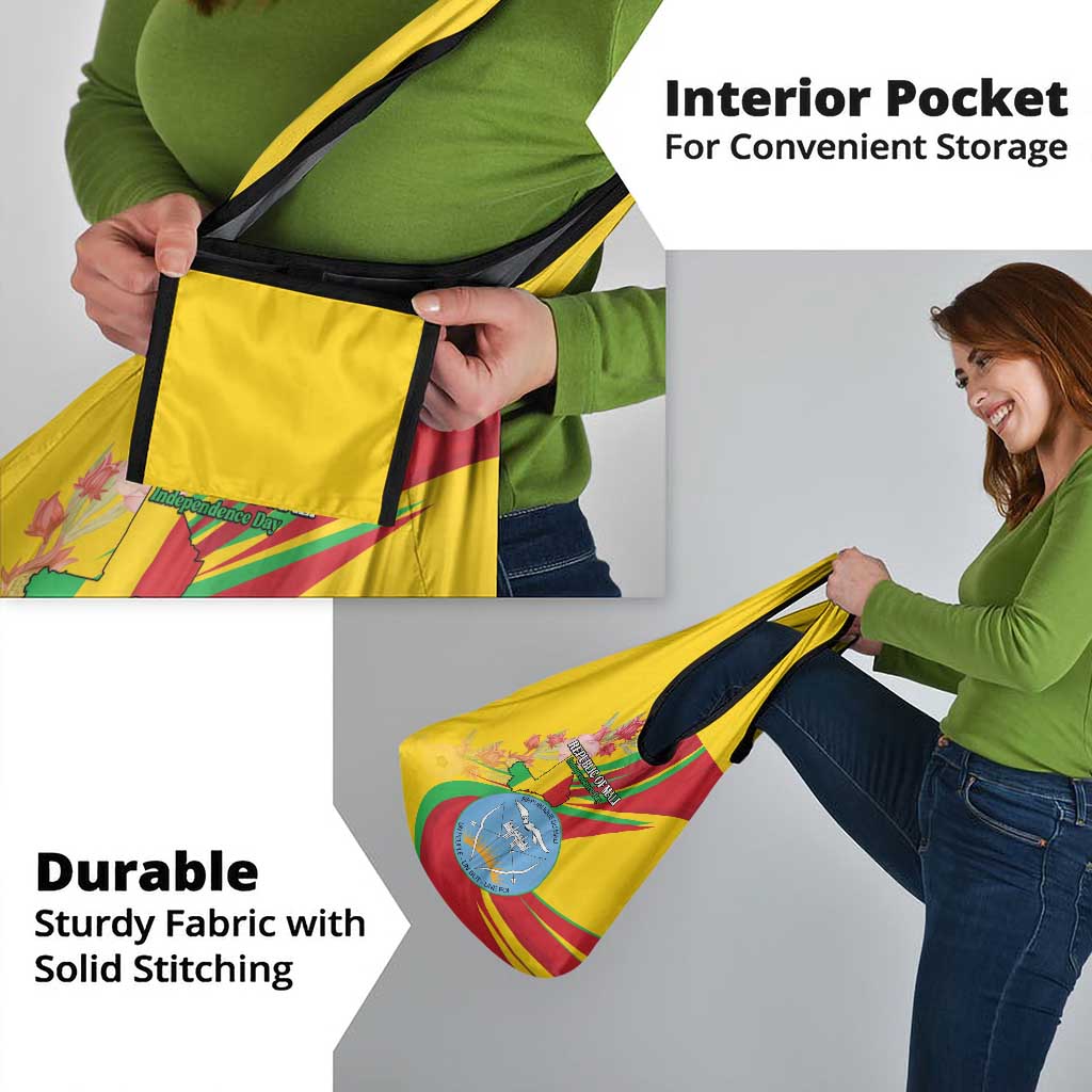 Mali Independence Day Grocery Bag Coat Of Arms With Hibiscus Sabdariffa - Wonder Print Shop