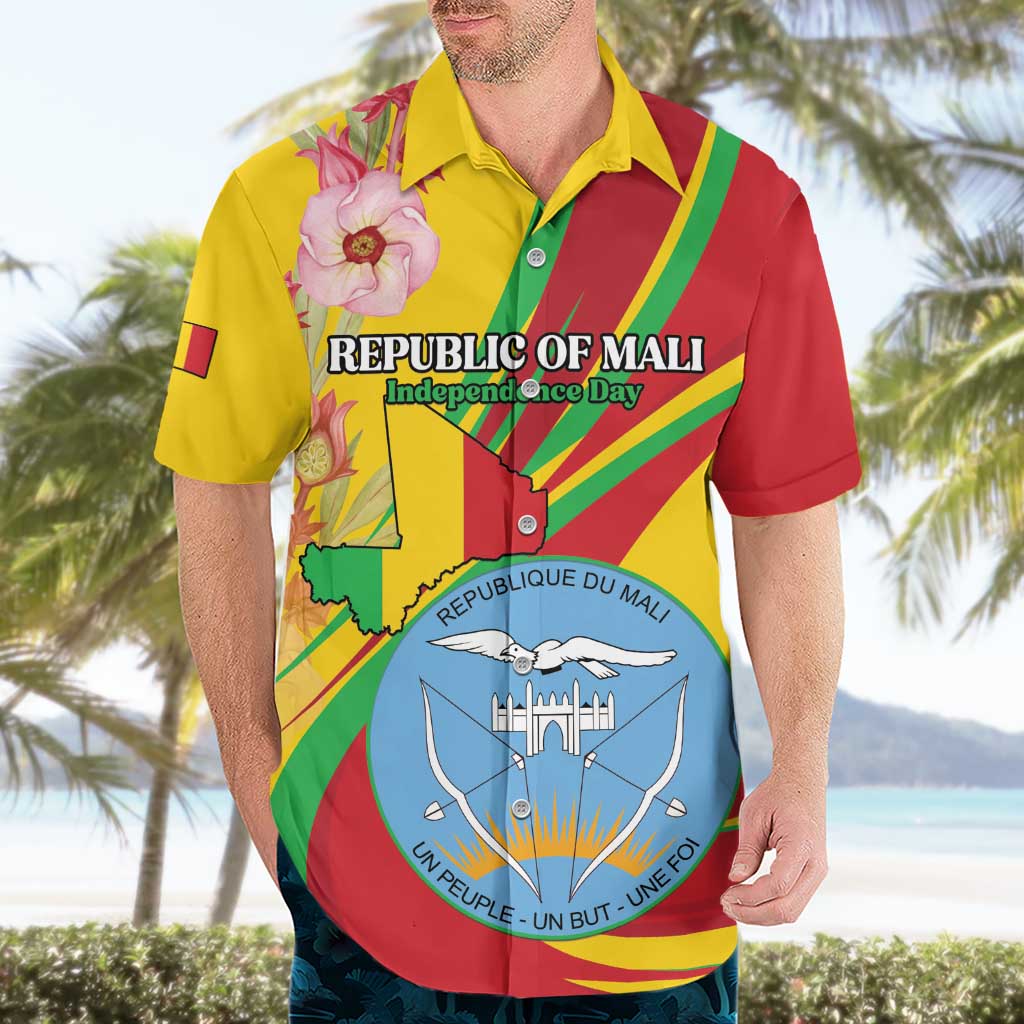 Personalized Mali Independence Day Hawaiian Shirt Coat Of Arms With Hibiscus Sabdariffa - Wonder Print Shop