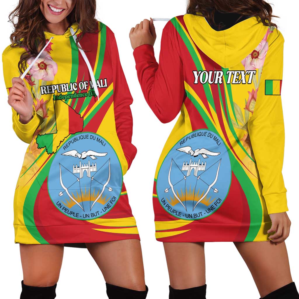 Personalized Mali Independence Day Hoodie Dress Coat Of Arms With Hibiscus Sabdariffa - Wonder Print Shop
