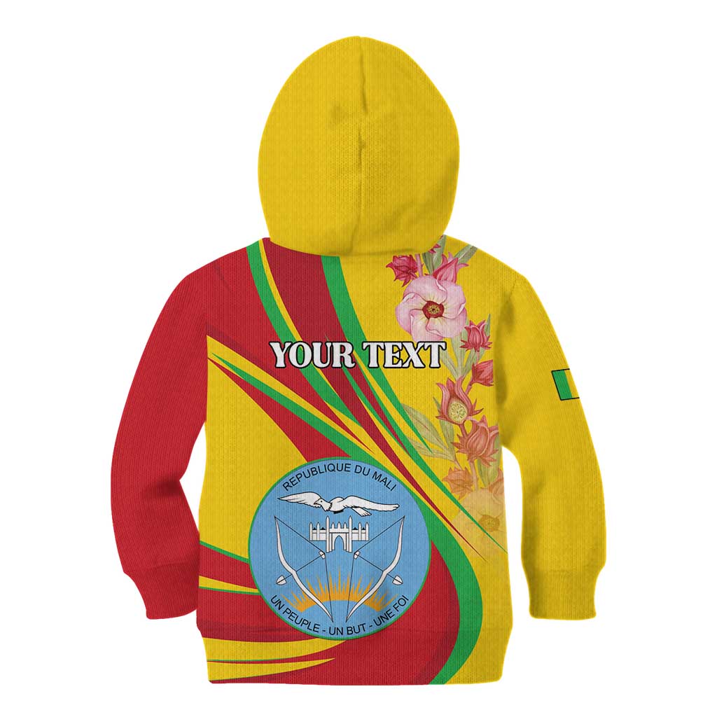 Personalized Mali Independence Day Kid Hoodie Coat Of Arms With Hibiscus Sabdariffa - Wonder Print Shop
