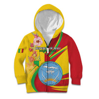 Personalized Mali Independence Day Kid Hoodie Coat Of Arms With Hibiscus Sabdariffa - Wonder Print Shop