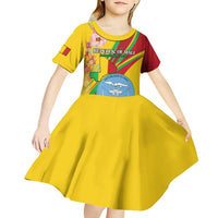 Personalized Mali Independence Day Kid Short Sleeve Dress Coat Of Arms With Hibiscus Sabdariffa - Wonder Print Shop