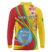 Personalized Mali Independence Day Long Sleeve Polo Shirt Coat Of Arms With Hibiscus Sabdariffa - Wonder Print Shop