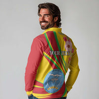 Personalized Mali Independence Day Long Sleeve Polo Shirt Coat Of Arms With Hibiscus Sabdariffa - Wonder Print Shop