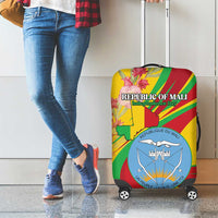 Mali Independence Day Luggage Cover Coat Of Arms With Hibiscus Sabdariffa - Wonder Print Shop