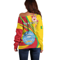 Personalized Mali Independence Day Off Shoulder Sweater Coat Of Arms With Hibiscus Sabdariffa - Wonder Print Shop