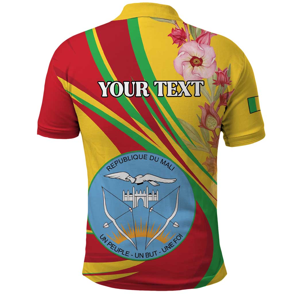 Personalized Mali Independence Day Polo Shirt Coat Of Arms With Hibiscus Sabdariffa - Wonder Print Shop