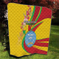 Mali Independence Day Quilt Coat Of Arms With Hibiscus Sabdariffa - Wonder Print Shop