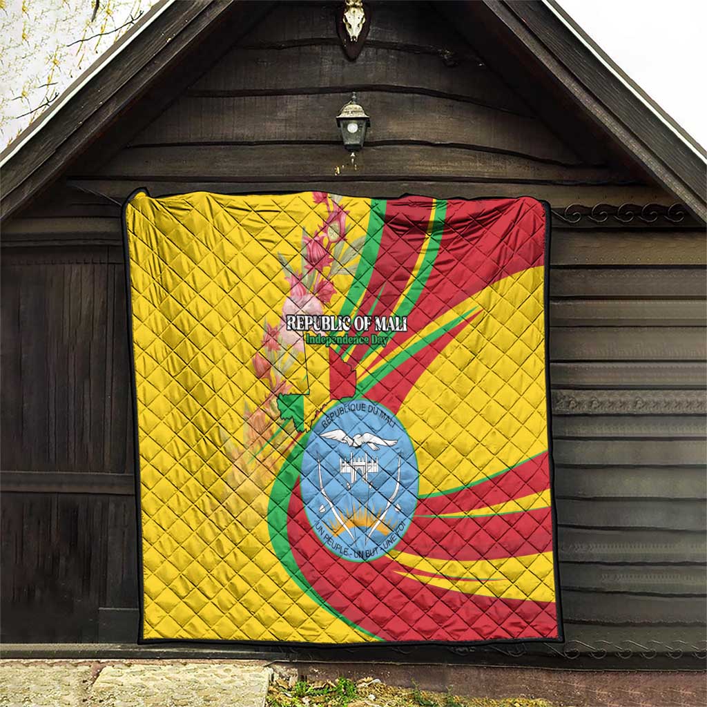 Mali Independence Day Quilt Coat Of Arms With Hibiscus Sabdariffa - Wonder Print Shop