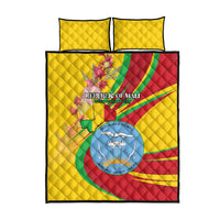 Mali Independence Day Quilt Bed Set Coat Of Arms With Hibiscus Sabdariffa - Wonder Print Shop