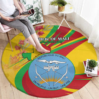 Mali Independence Day Round Carpet Coat Of Arms With Hibiscus Sabdariffa - Wonder Print Shop