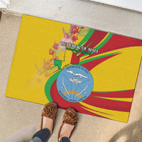 Mali Independence Day Rubber Doormat Coat Of Arms With Hibiscus Sabdariffa - Wonder Print Shop