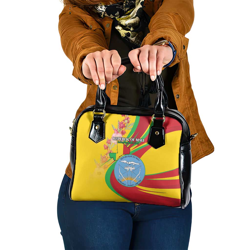 Mali Independence Day Shoulder Handbag Coat Of Arms With Hibiscus Sabdariffa - Wonder Print Shop
