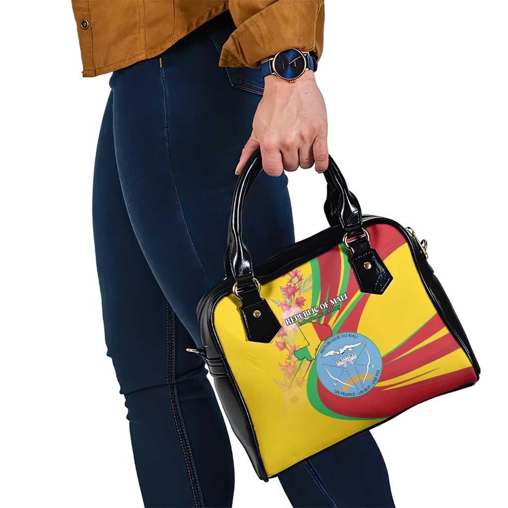 Mali Independence Day Shoulder Handbag Coat Of Arms With Hibiscus Sabdariffa - Wonder Print Shop