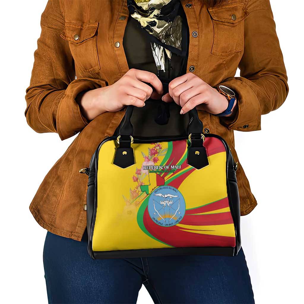 Mali Independence Day Shoulder Handbag Coat Of Arms With Hibiscus Sabdariffa - Wonder Print Shop