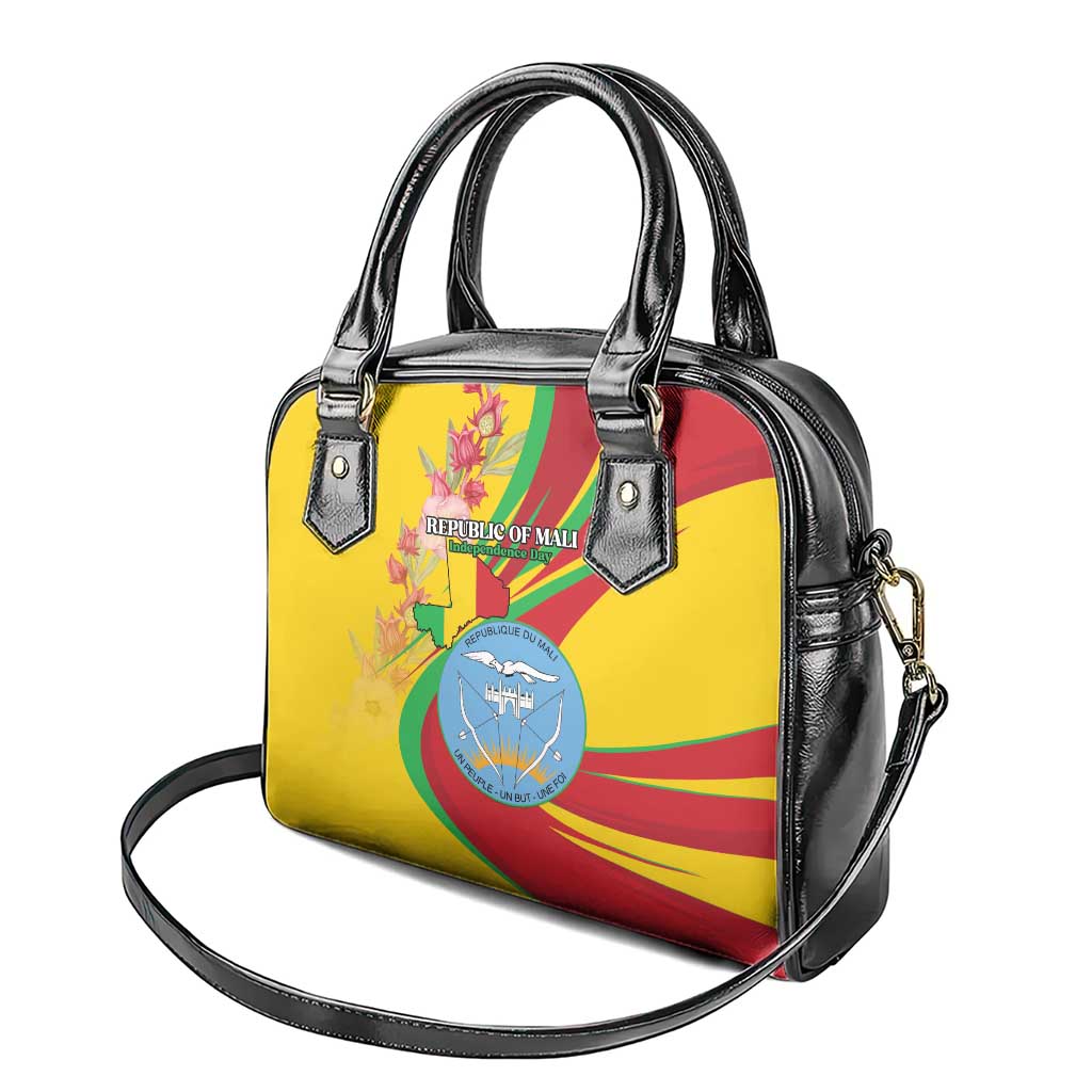 Mali Independence Day Shoulder Handbag Coat Of Arms With Hibiscus Sabdariffa - Wonder Print Shop