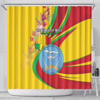 Mali Independence Day Shower Curtain Coat Of Arms With Hibiscus Sabdariffa - Wonder Print Shop