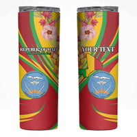 Personalized Mali Independence Day Skinny Tumbler Coat Of Arms With Hibiscus Sabdariffa - Wonder Print Shop