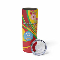 Personalized Mali Independence Day Skinny Tumbler Coat Of Arms With Hibiscus Sabdariffa - Wonder Print Shop