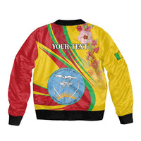 Personalized Mali Independence Day Sleeve Zip Bomber Jacket Coat Of Arms With Hibiscus Sabdariffa - Wonder Print Shop
