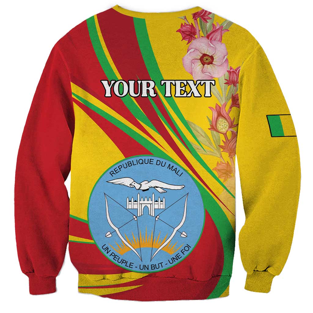 Personalized Mali Independence Day Sweatshirt Coat Of Arms With Hibiscus Sabdariffa - Wonder Print Shop