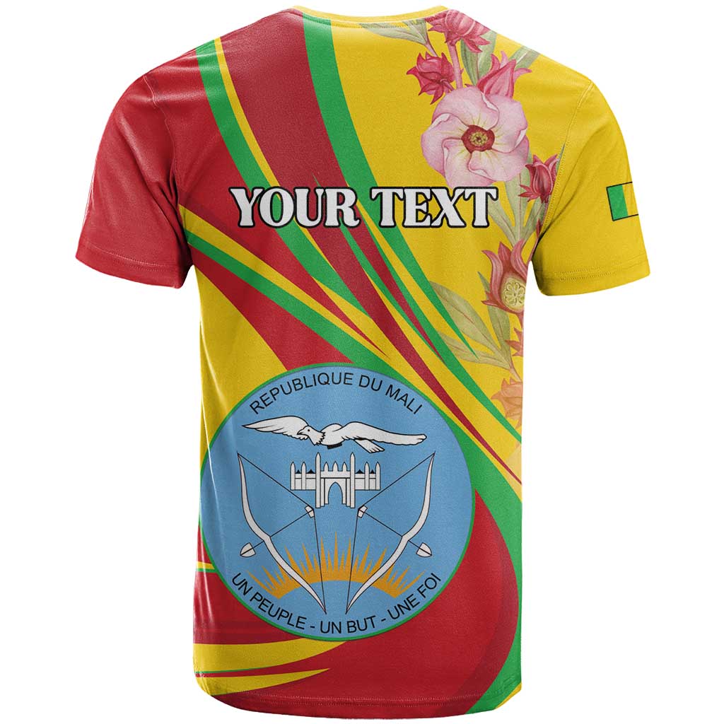 Personalized Mali Independence Day T Shirt Coat Of Arms With Hibiscus Sabdariffa - Wonder Print Shop