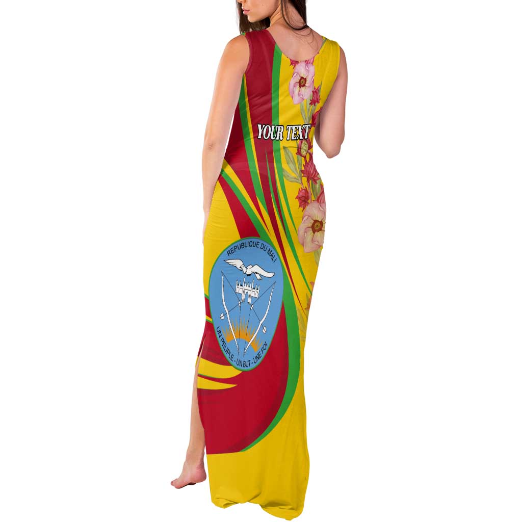 Personalized Mali Independence Day Tank Maxi Dress Coat Of Arms With Hibiscus Sabdariffa - Wonder Print Shop